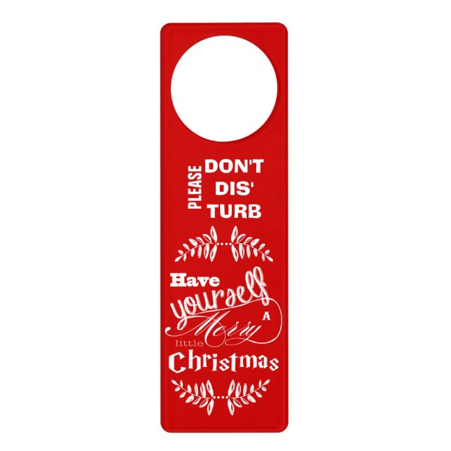 Merry Little Christmas Red and White Holly Door Hanger (Front)