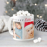 Merry Little Christmas Red Holiday Photo Collage Coffee Mug<br><div class="desc">This festive design features a "Merry Little Christmas" text design with red snowflake accents and three of your favorite holiday photos.</div>