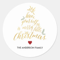 Merry Little Christmas round sticker