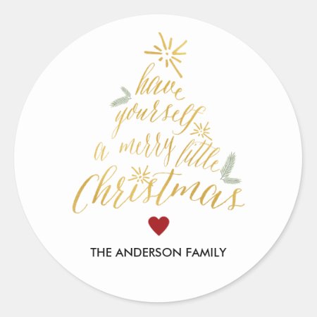 Merry Little Christmas Round Sticker
