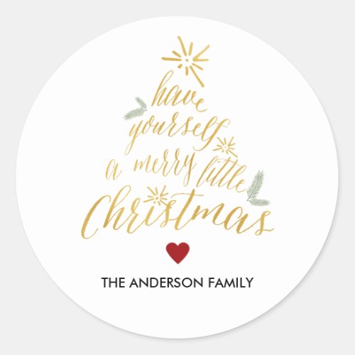 Merry Little Christmas round sticker