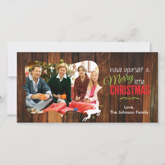 Merry Little Christmas Rustic Card (Front)