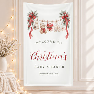 Merry Little Christmas Santa Baby Shower Banner