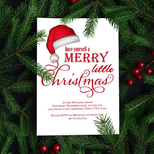 Merry Little Christmas Santa Party Invitation