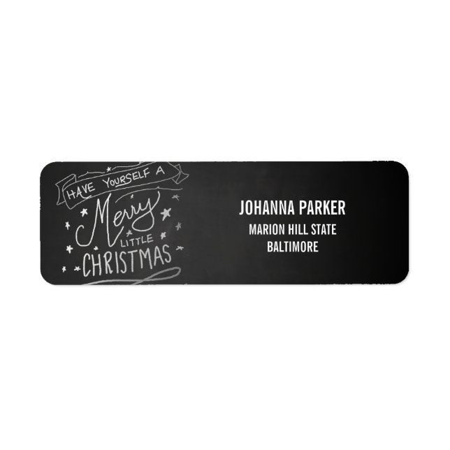 Merry Little Christmas Script Chalkboard Holiday Label (Front)