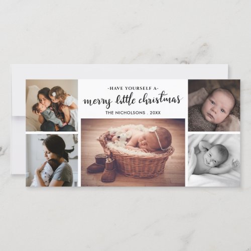 Merry Little Christmas Script Newborn Baby Photo Thank You Card