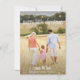 Merry Little Christmas Silver and Gold Photo Card