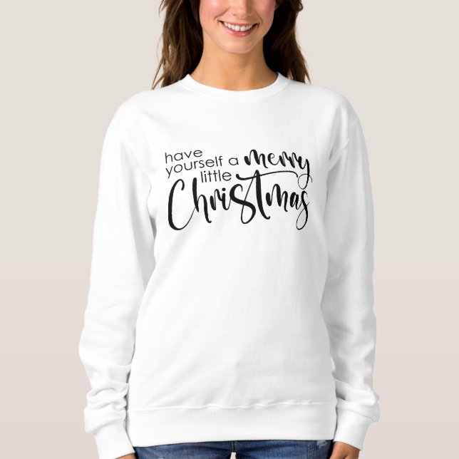 Merry Little Christmas Simple Script Typography Sweatshirt (Front)