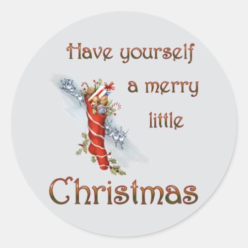 Merry Little Christmas Stocking Classic Round Sticker