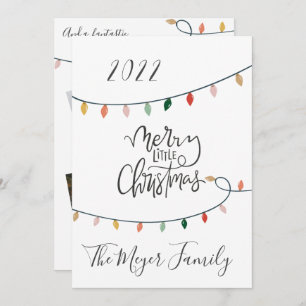 Merry Little Christmas String of Lights 4 Photo Holiday Card