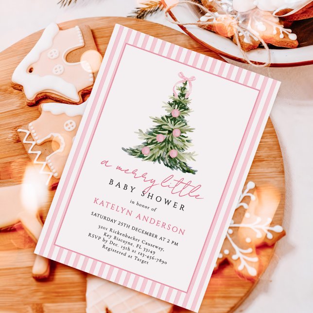 Merry Little Christmas Tree Baby Shower Invitation (Creator Uploaded)