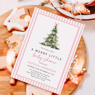 Merry Little Christmas Tree Baby Shower Invitation