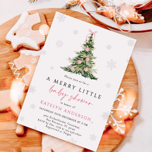 Merry Little Christmas Tree Baby Shower Invitation