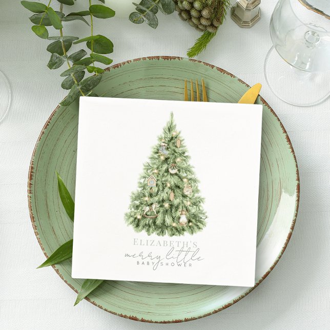 Merry Little Christmas Tree Baby Shower Napkins (Creator Uploaded)