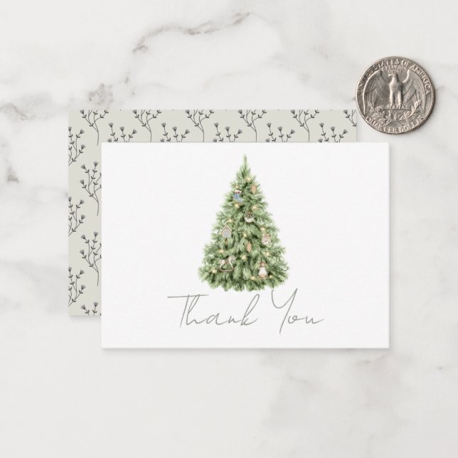 Merry Little Christmas Tree Baby Shower  Note Card (Front/Back In Situ)