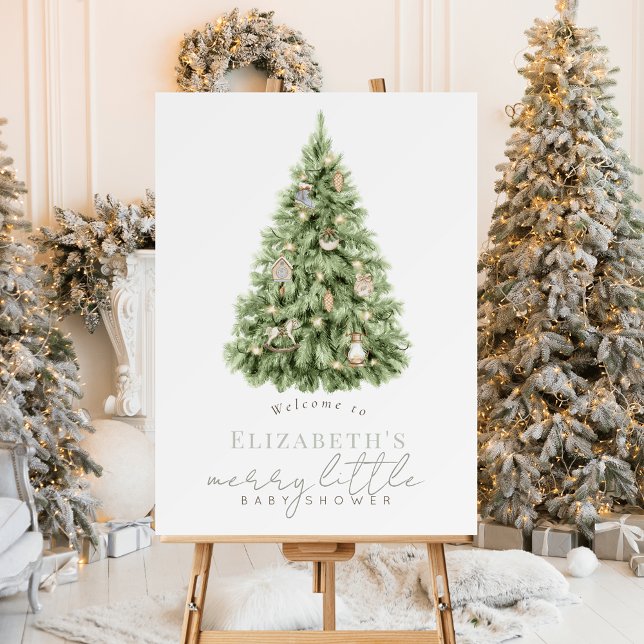Merry Little Christmas Tree Baby Shower Welcome Foam Board (Creator Uploaded)