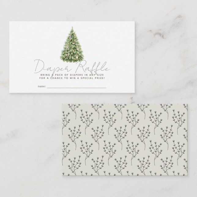 Merry Little Christmas Tree Diaper Raffle Ticket Enclosure Card (Front/Back)
