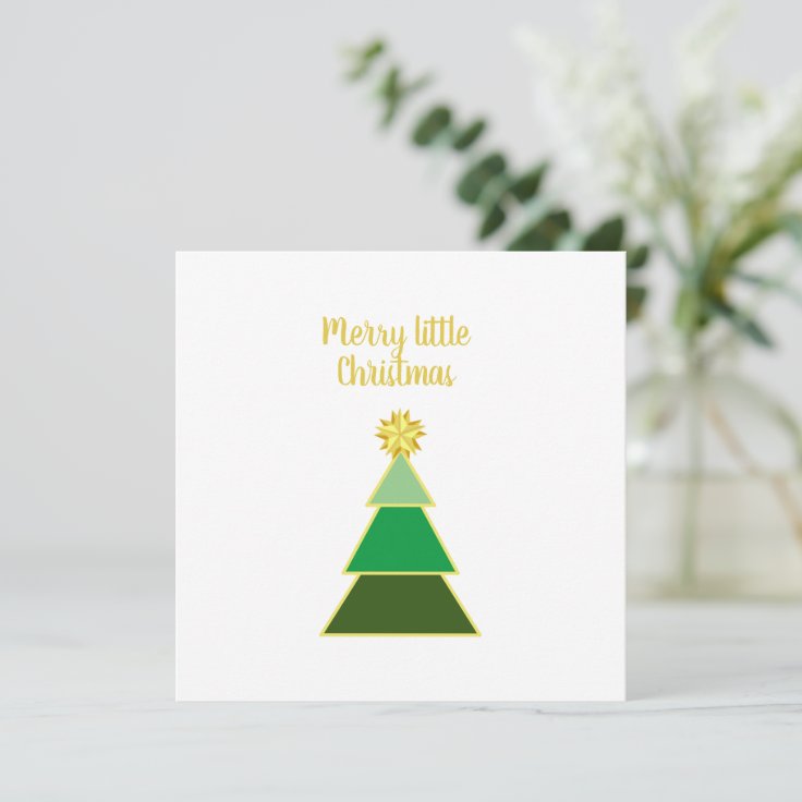 Merry Little Christmas Tree Green Modern Non Photo Card Zazzle