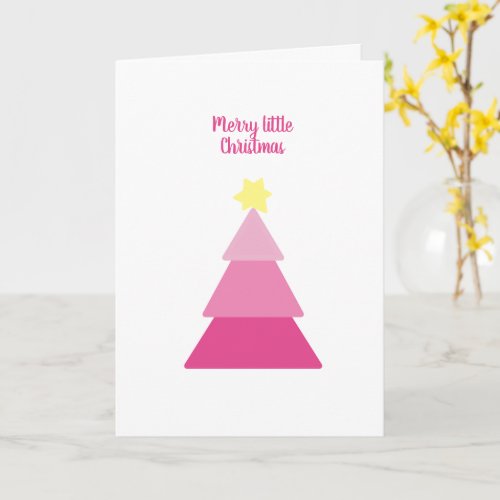 Merry Little Christmas Tree Hot Pink Simple Cute Card