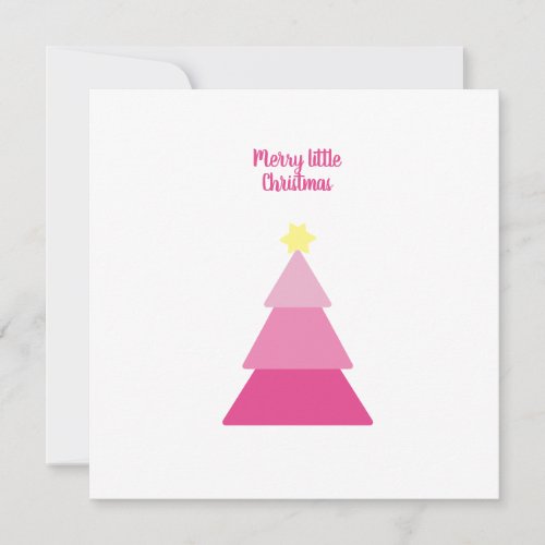 Merry Little Christmas Tree Pink Cute Simple Card
