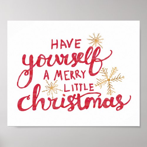 Merry Little Christmas Typography Quote Holiday Poster