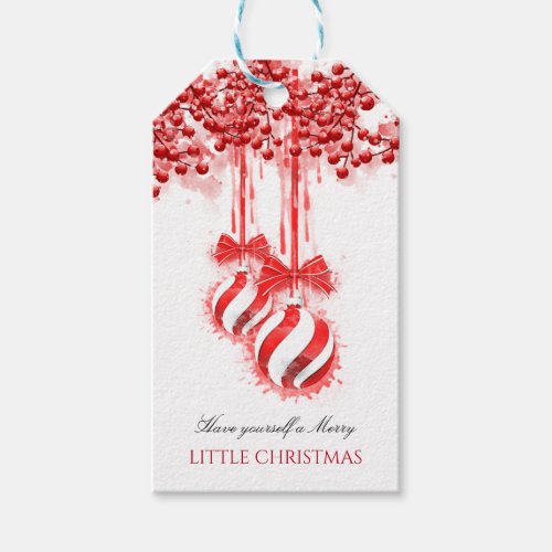Merry Little Christmas Watercolor Splash Gift Tags