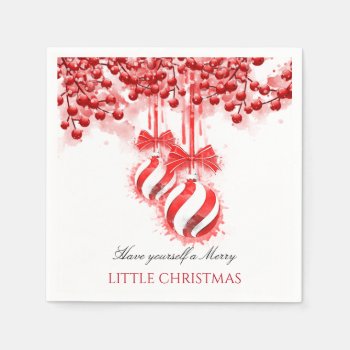 Merry Little Christmas Watercolor Splash Napkins by ChristmaSpirit at Zazzle