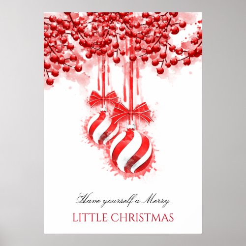 Merry Little Christmas Watercolor Splash Poster