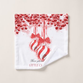 Merry Little Christmas Watercolor Splash Wash Cloth by ChristmaSpirit at Zazzle