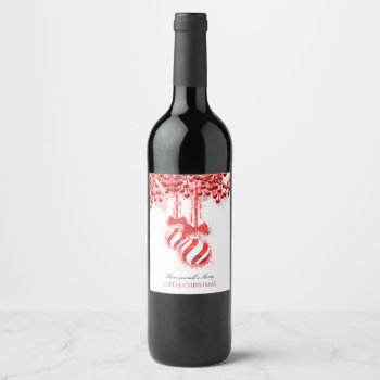Merry Little Christmas Watercolor Splash Wine Label by ChristmaSpirit at Zazzle