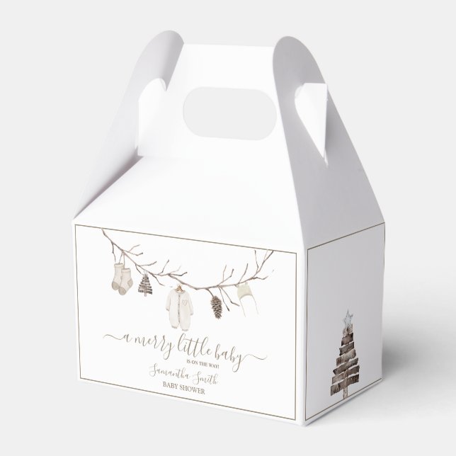 Merry Little Christmas Winter Baby Shower Favor Boxes (Front Side)