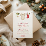 Merry Little Christmas Winter Baby Shower  Invitation<br><div class="desc">Merry little Baby Shower! A festive Christmas themed Winter Baby Shower invitation featuring Baby romper,  stocking,  bauble.</div>