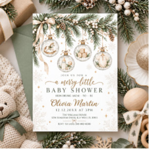 Merry Little Christmas Winter Baby Shower Invitation