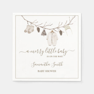 Merry Little Christmas Winter Baby Shower Napkins