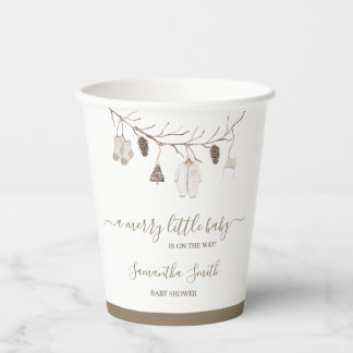 Merry Little Christmas Winter Baby Shower Paper Cups