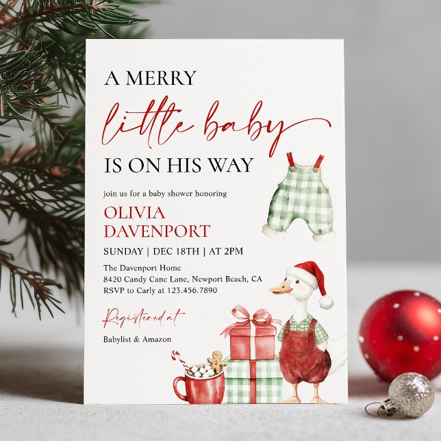 Merry Little Christmas Winter Boy Baby Shower  Invitation (Creator Uploaded)