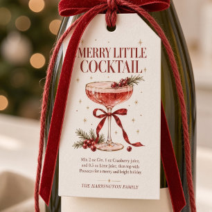 Merry Little Cocktail Christmas Cranberry Drink Gift Tags
