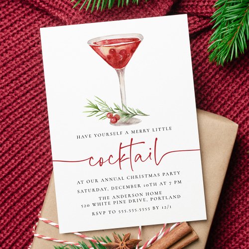 Merry Little Cocktail Martini Holiday Party Invitation