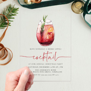Merry Little Cocktail Sangria Holiday Party Acrylic Invitations