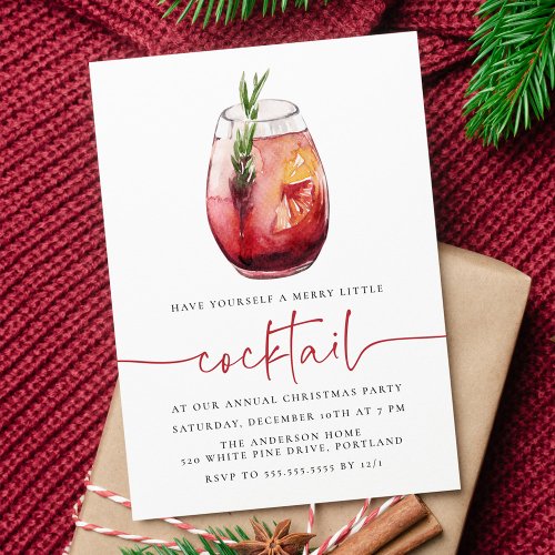 Merry Little Cocktail Sangria Holiday Party Invitation