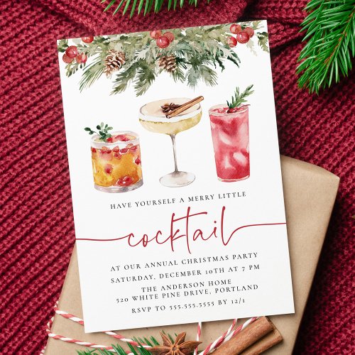 Merry Little Cocktails Holiday Party Invitation