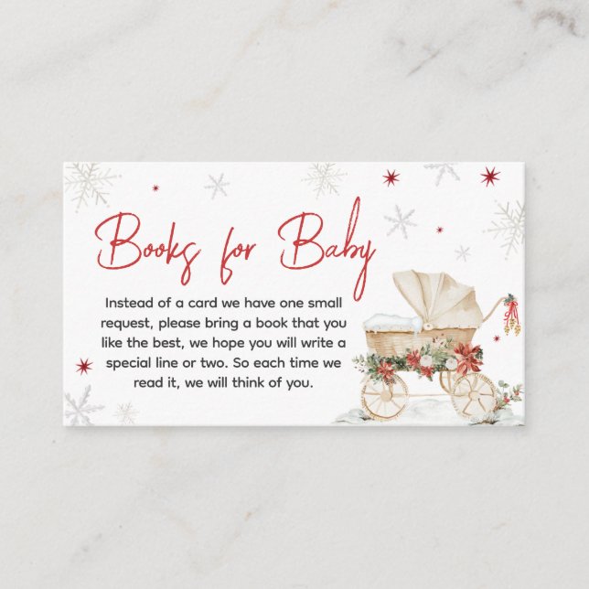 Merry Little Crest Baby Shower Books for Baby Enclosure Card (Front)