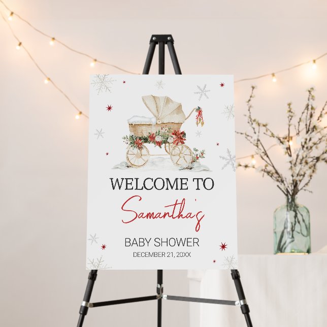 Merry Little Crest Baby Shower Welcome Sign (In Situ (Stand))