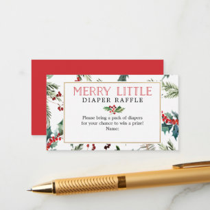 Merry Little Diaper Raffle Baby Shower Card