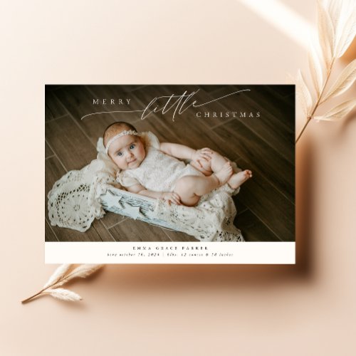 Merry Little First Christmas Cute Baby Photo Birth Announcement