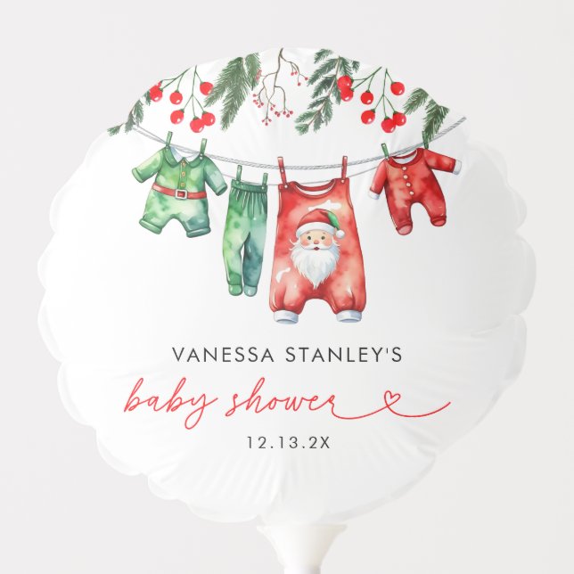 Merry Little Floral Christmas Santa Baby Shower Balloon (Front)