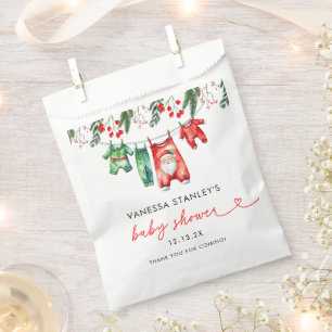 Merry Little Floral Christmas Santa Baby Shower Favor Bag