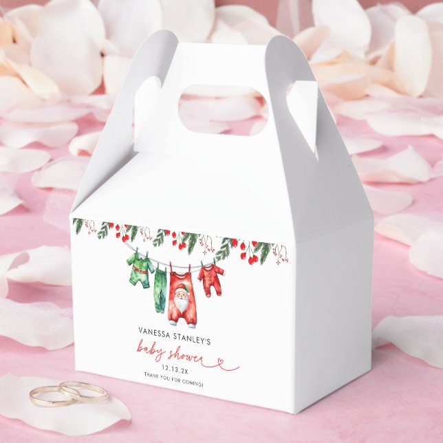 Merry Little Floral Christmas Santa Baby Shower Favor Boxes (Wedding)