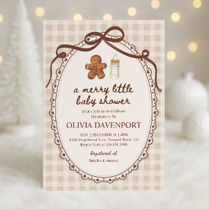 Merry Little Gingerbread Christmas Baby Shower Invitation