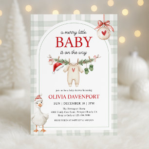 Merry Little Goose Storybook Christmas Baby Shower Invitation
